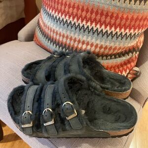 Green Florida Shearling Birkenstocks